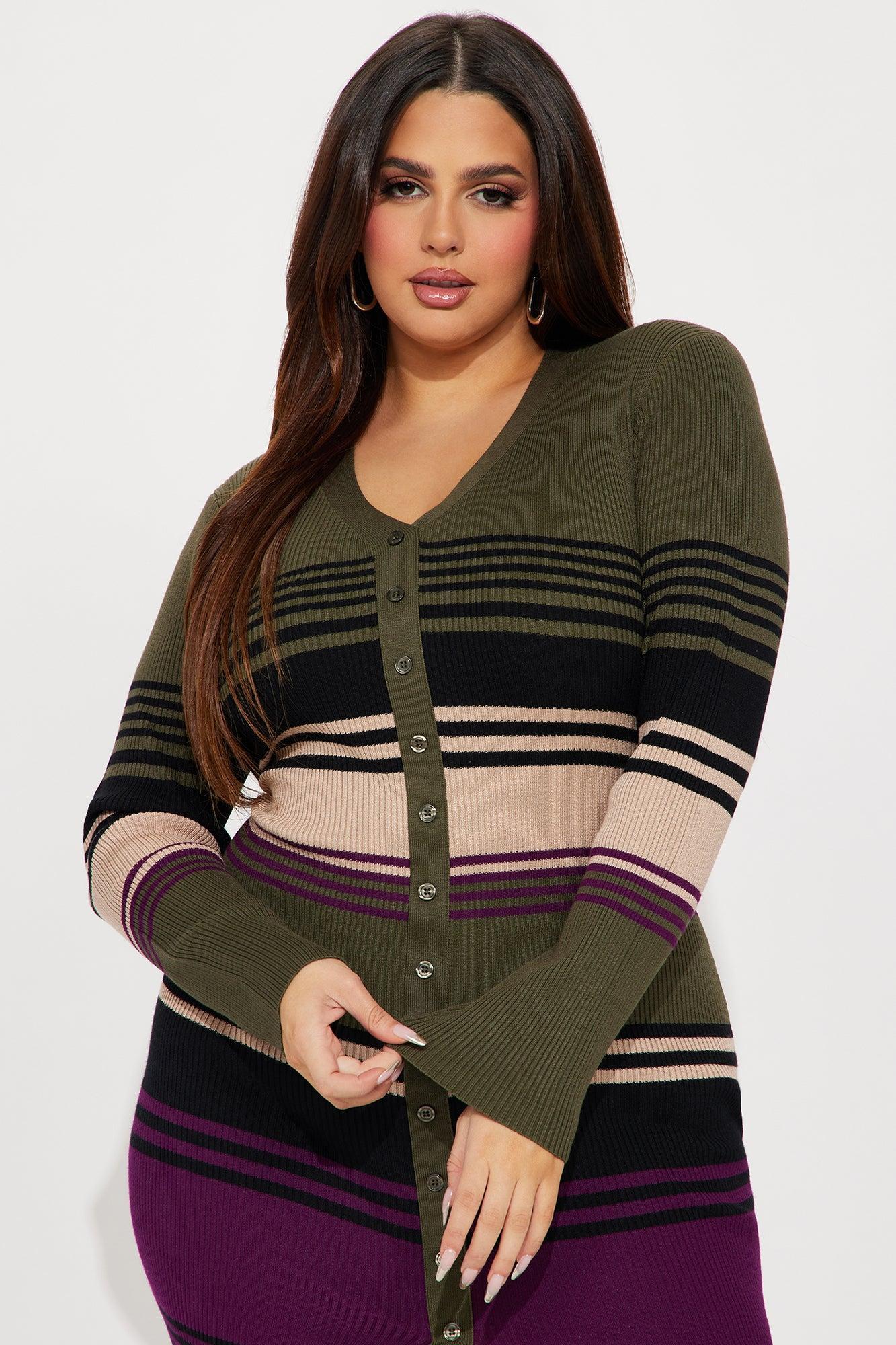 Daily Practice Sweater Midi Dress - Olive/combo Product Image