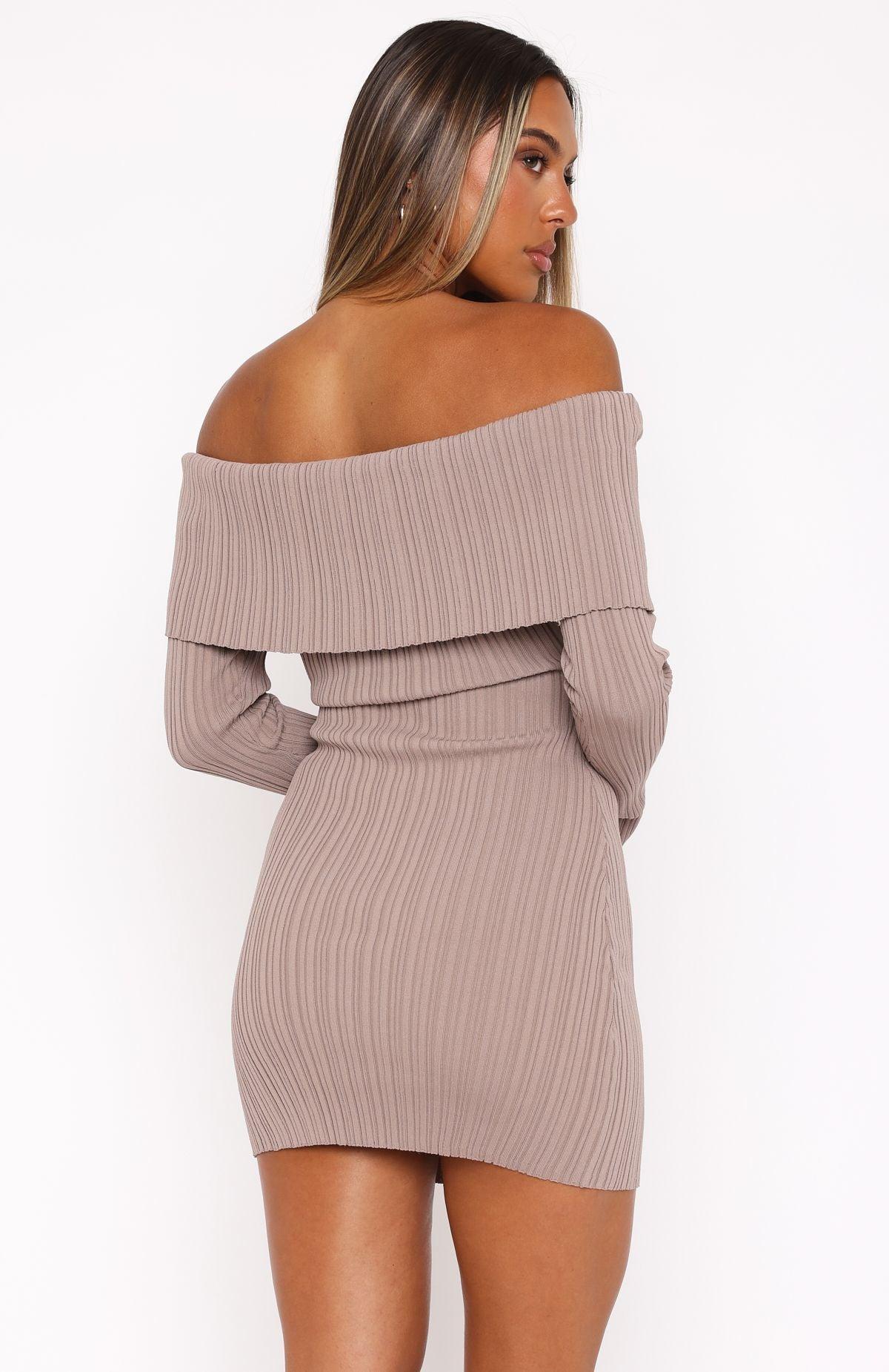 Come And Find Me Long Sleeve Mini Dress Taupe Product Image