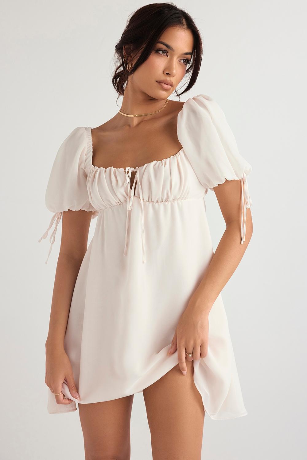 Princess Ivory Georgette Mini Dress Product Image