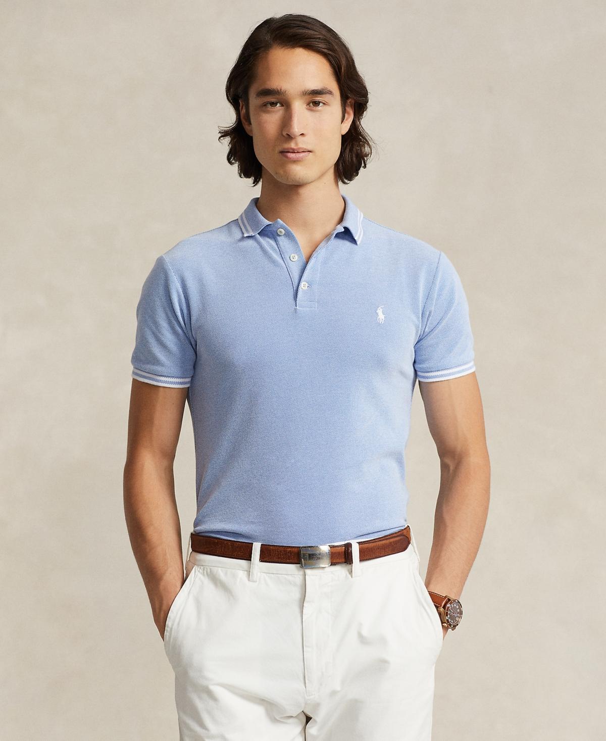 Polo Ralph Lauren Custom Slim Fit Stretch Mesh Polo Shirt (Celadon/White) Men's Short Sleeve Knit Product Image