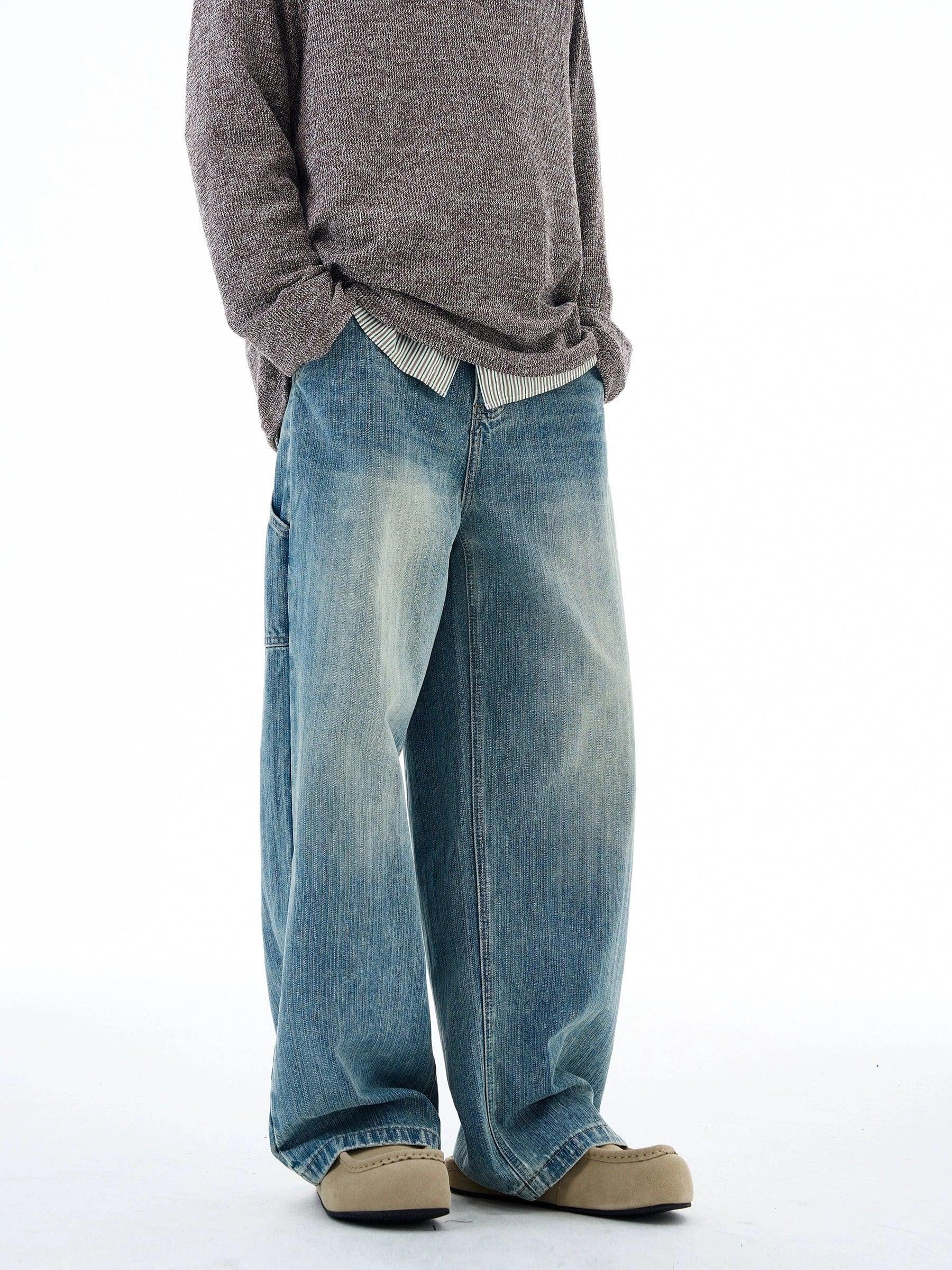 RT No. 19561 BLUE DENIM BAGGY STRAIGHT JEANS Product Image