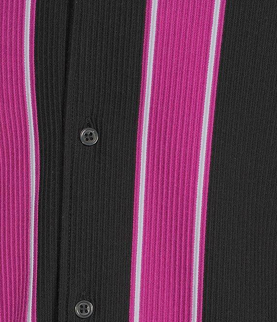 Murano Interdimensional Collection Slim Fit Striped Rib Camp Collar Knit Shirt Product Image