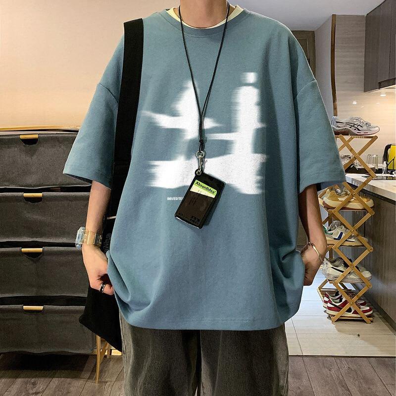 3/4-Sleeve Crew Neck Print T-Shirt Product Image