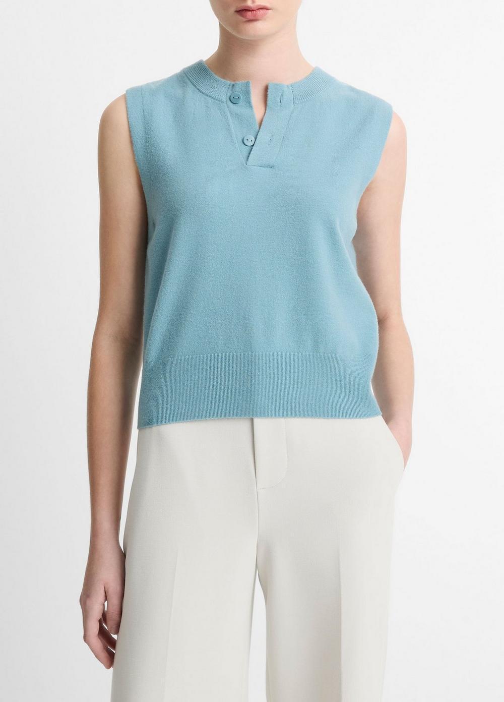 Womens Wool-Blend Henley Shell, Off White, Size XL Vince Product Image