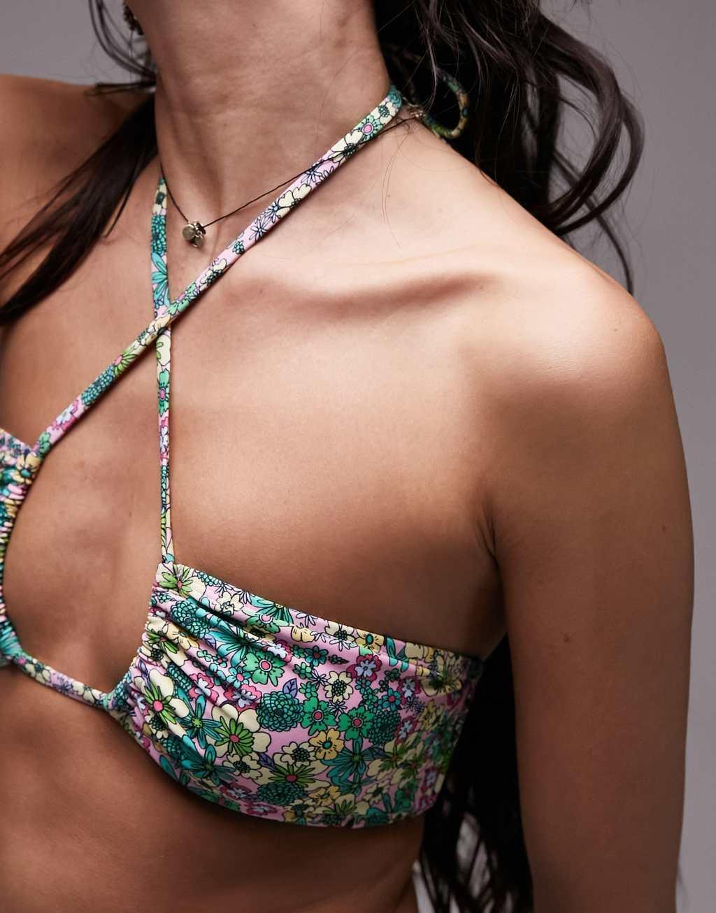 Topshop mix and match ditsy floral halterneck bikini top Product Image