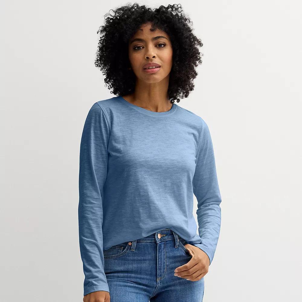 Women's Sonoma Goods For Life® Everyday Long Sleeve Crewneck Tee, Size: XS, Blue Beauty Product Image