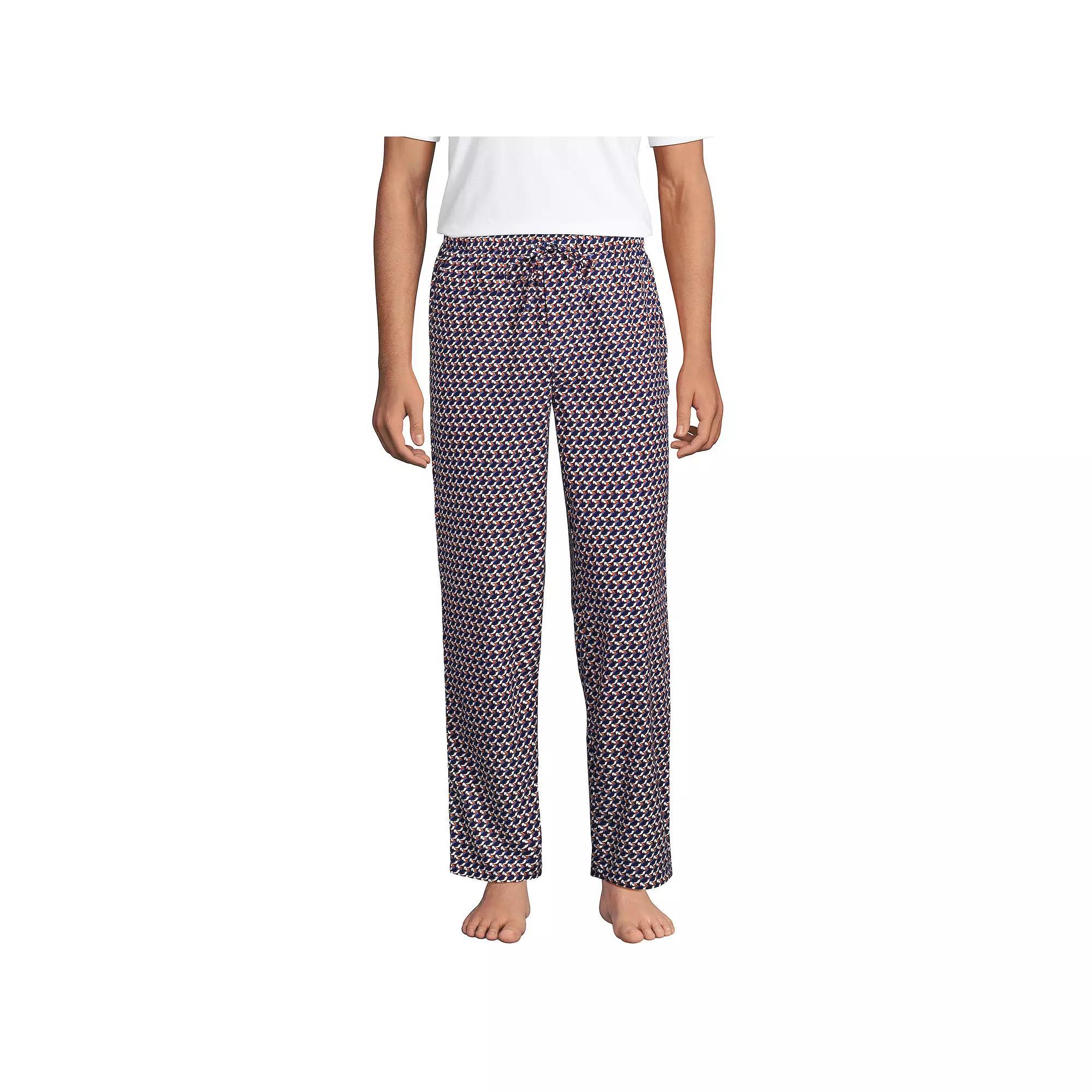 Men's Lands' End Flannel Pajama Sleep Pants, Size: Large, Deep Blue Puffins Product Image
