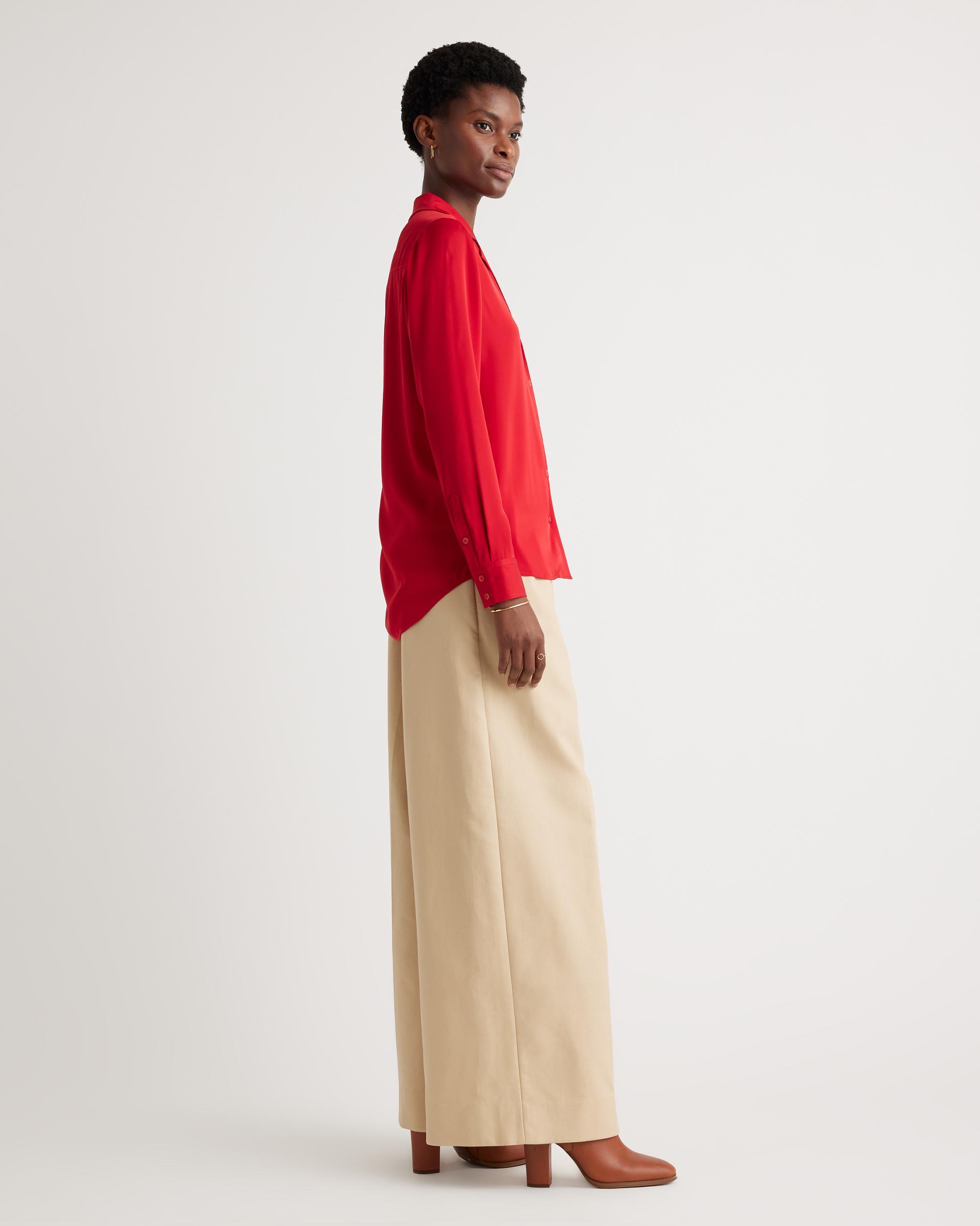 Quince | Women's Washable Stretch Silk Notch Collar Blouse Product Image