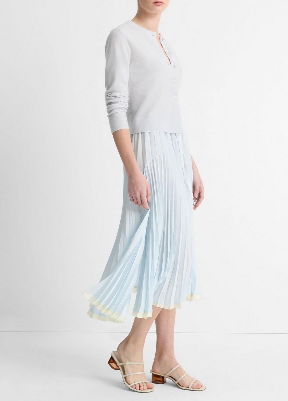 Womens Pleated Satin Tiered Skirt, Sky Mist, Size XXS Vince Product Image