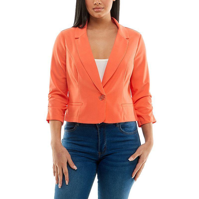 Women's Nina Leonard Button Cropped Blazer, Size: Small, Blue Product Image