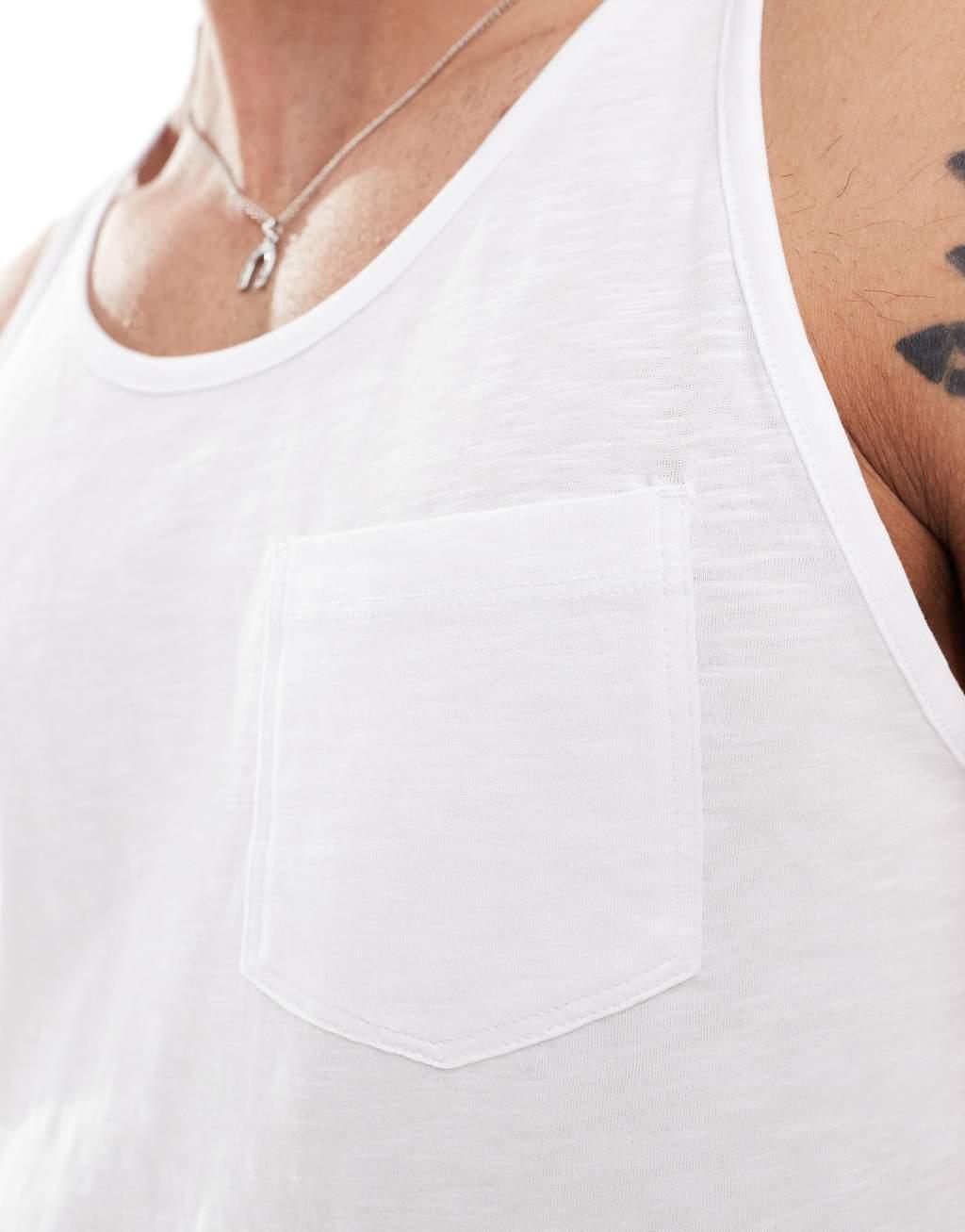 Jack & Jones tank with pocket in white Product Image