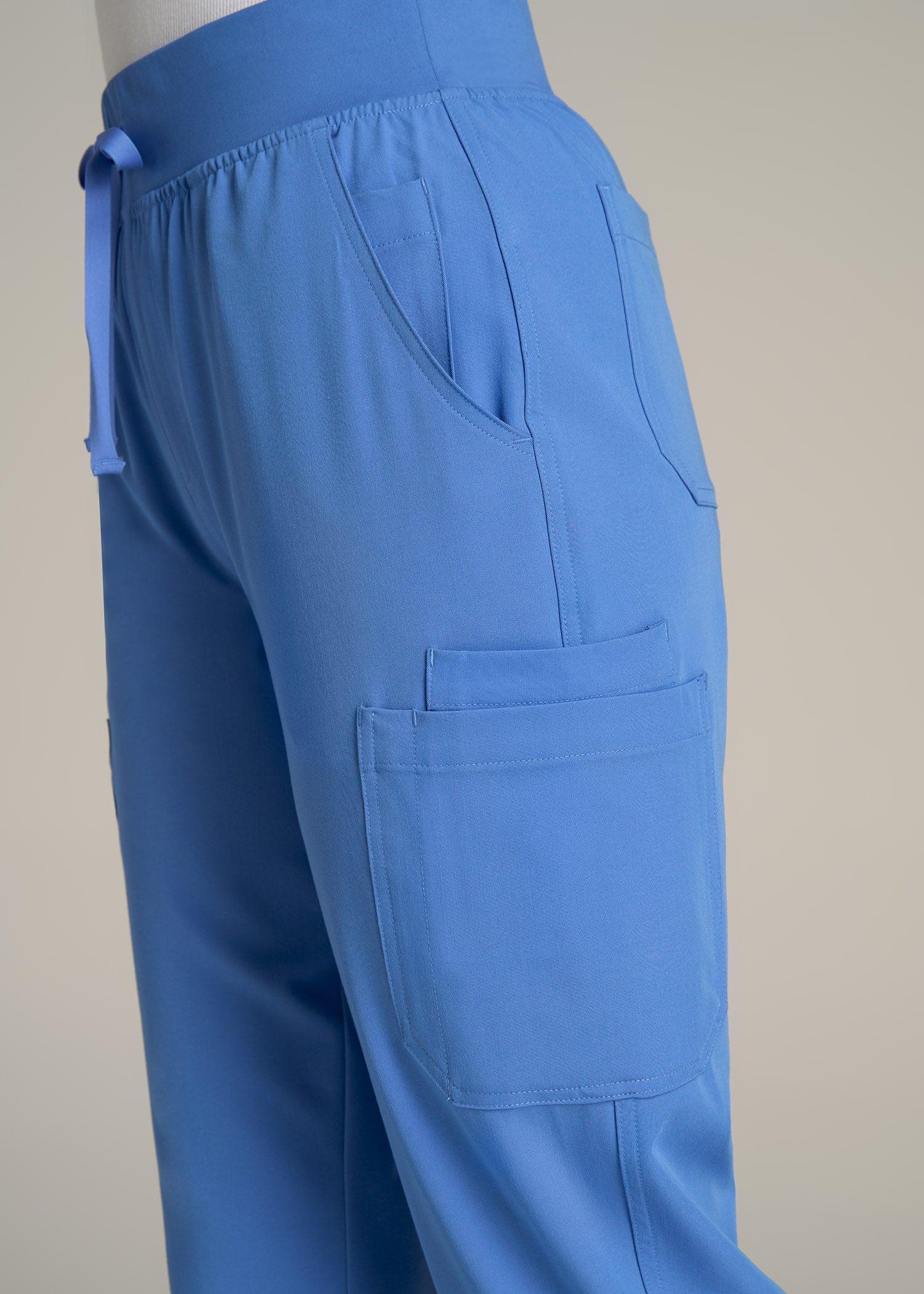 Cargo Scrub Pants for Tall Women in Deep Sky Blue Product Image