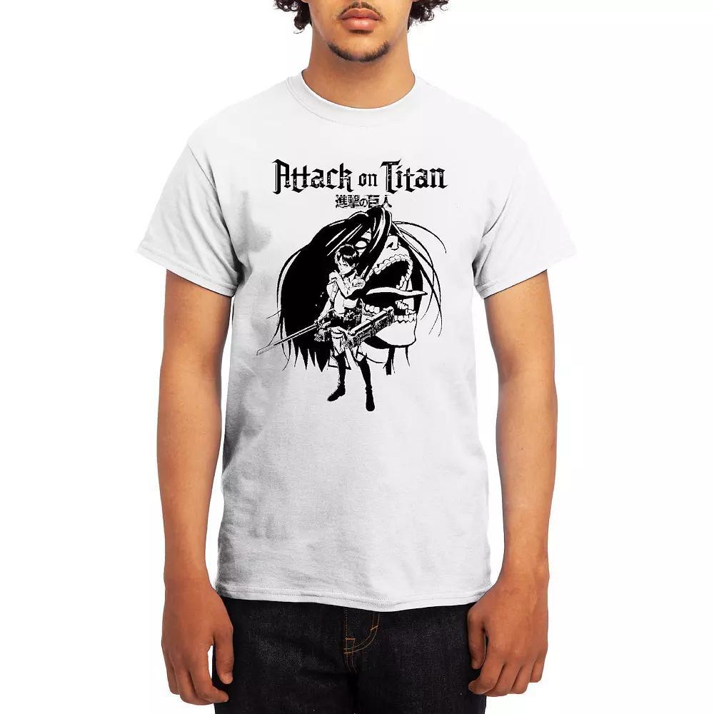 Men's Attack on Titan Eren & Titan Tee, Size: Large, White Product Image
