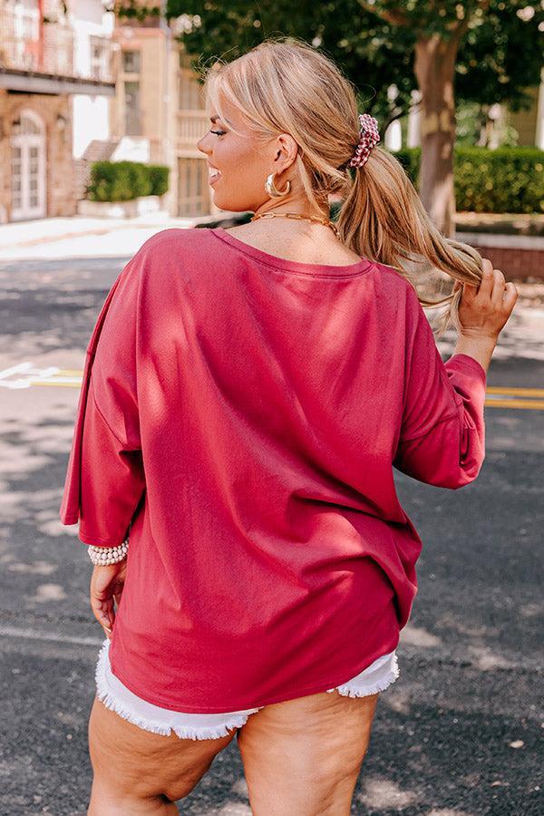 Brightest Star Sequin Oversized Tee in Red Curves Product Image