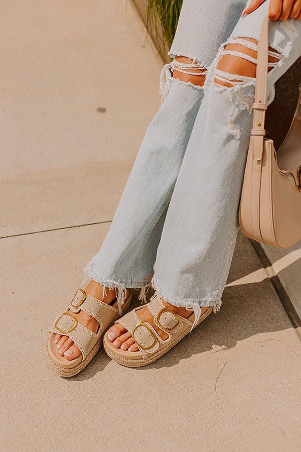 The Livy Faux Nubuck Platform Sandal in Taupe Product Image
