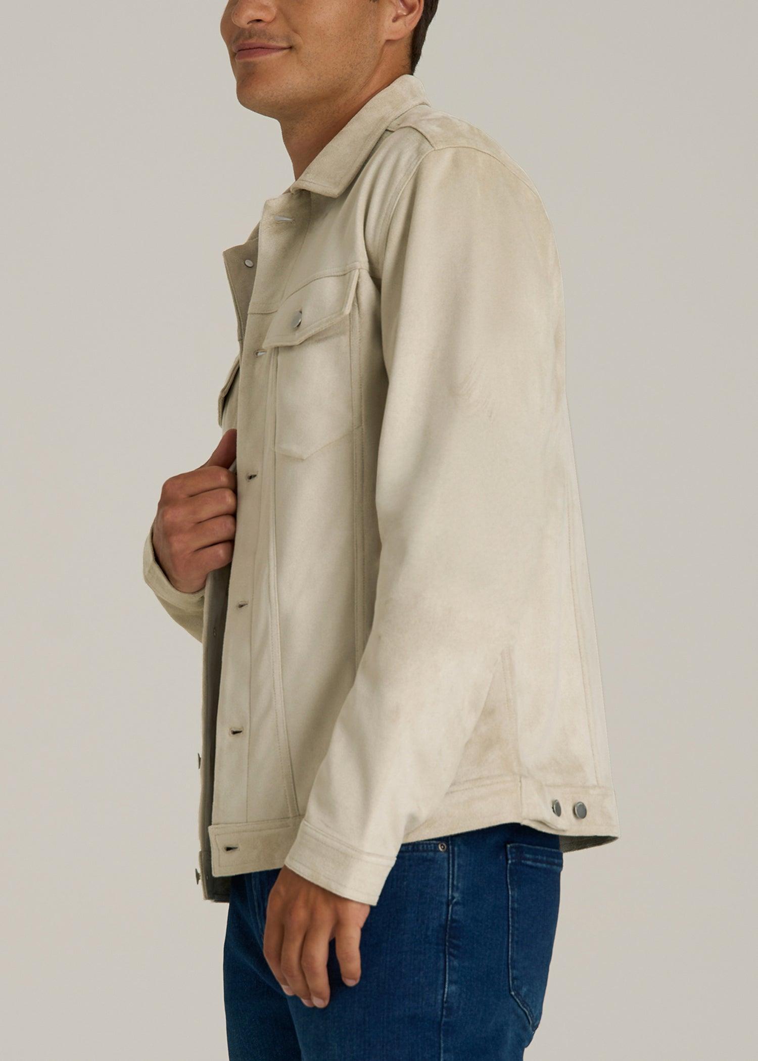 Faux Suede Trucker Jacket for Tall Men in Overcast Male Product Image