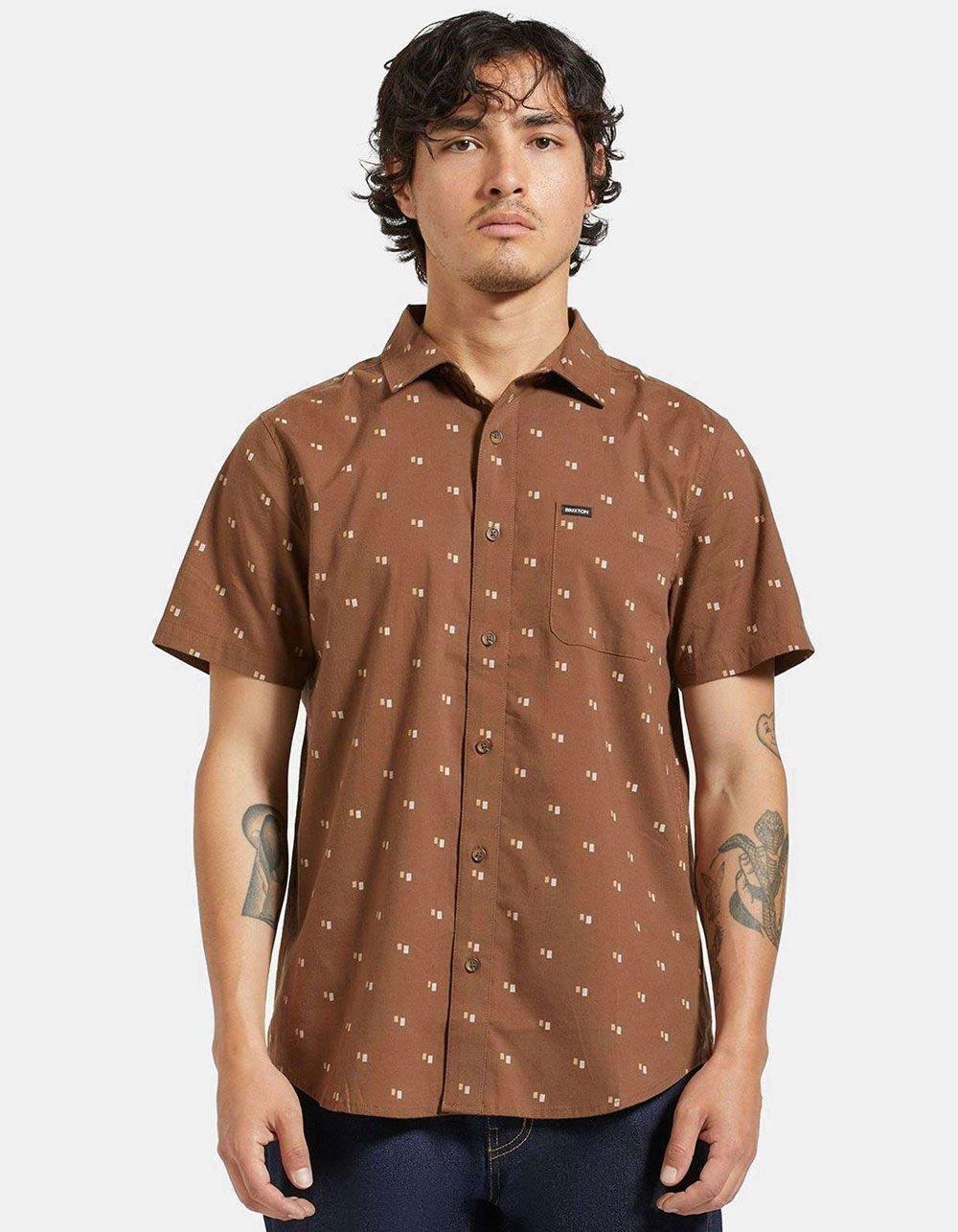 BRIXTON Charter Print Button Up Mens Shirt - BROWN COMBO Product Image