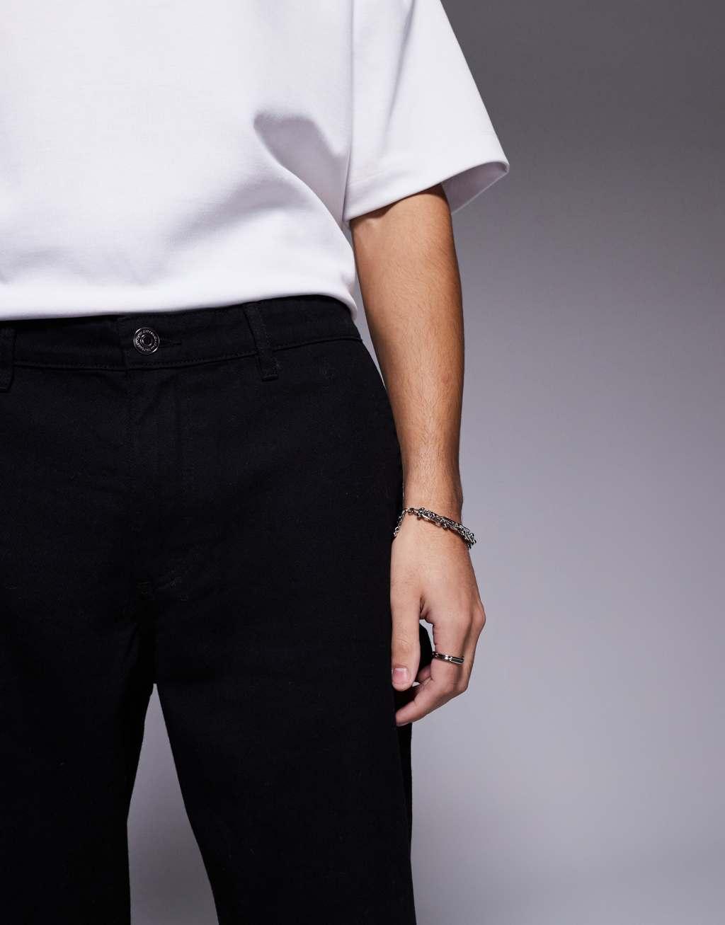 ADPT wide fit carpenter twill pants in black Product Image