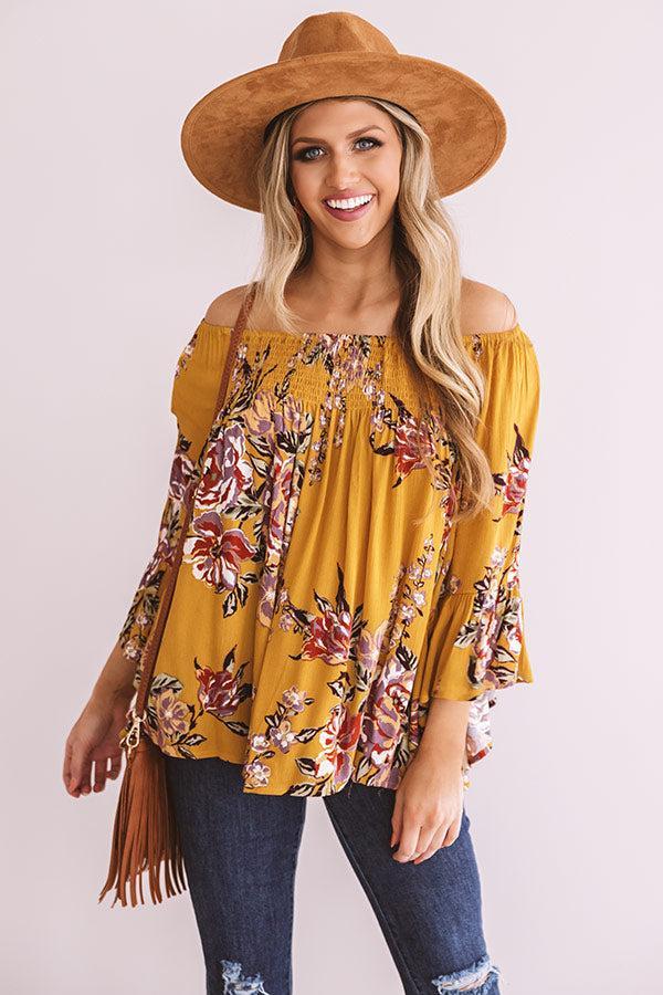 Floral Thrill Off Shoulder Top In Primrose Yellow Product Image