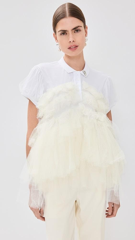 Simone Rocha Puff Sleeve Tulle Frill Polo Shirt | Shopbop Product Image