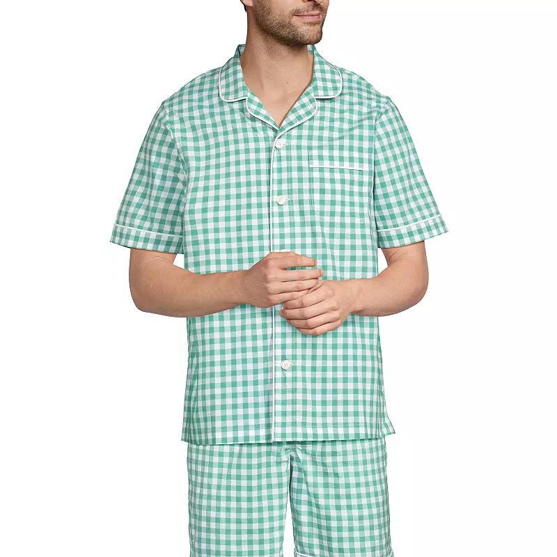 Men's Lands' End Poplin Pajama Shirt, Size: Large, Blue Chambray Product Image