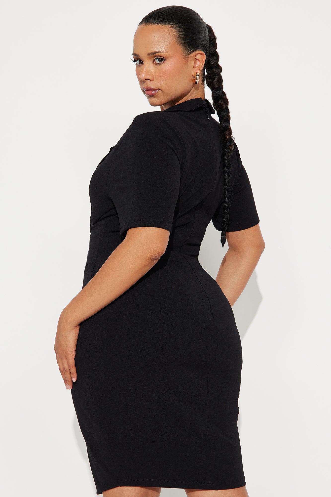 Gia Collar Mini Shirt Dress - Black Product Image