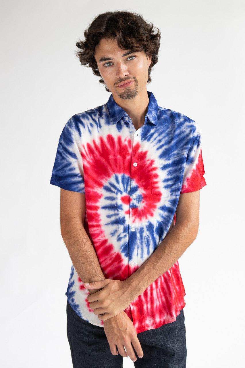 Rayon Tie Dye Button Up Shirt Product Image