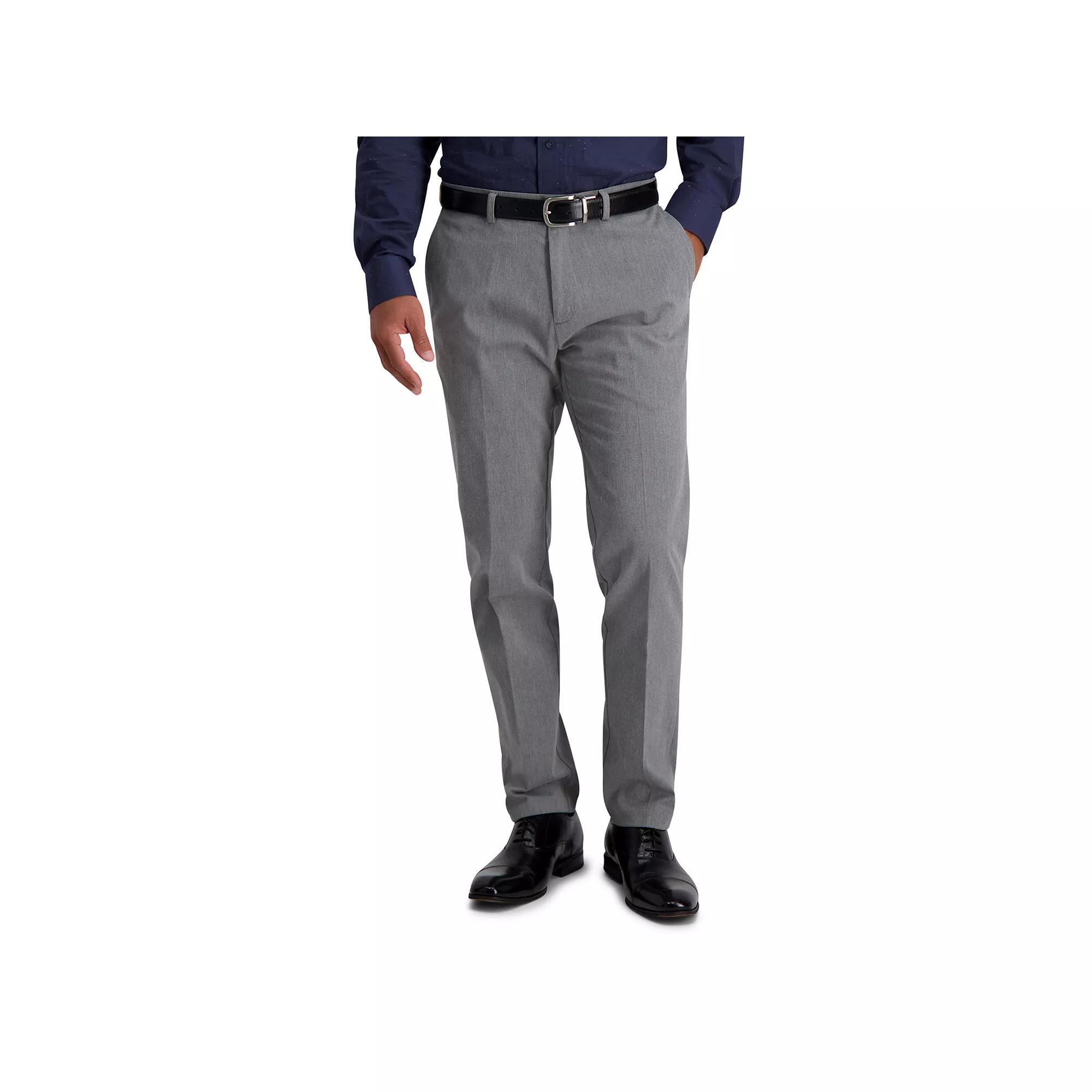Mens Haggar Iron Free Premium Khaki Slim-Straight Fit Flat Front Perfect Fit Waistband Casual Pant Medium Green Product Image