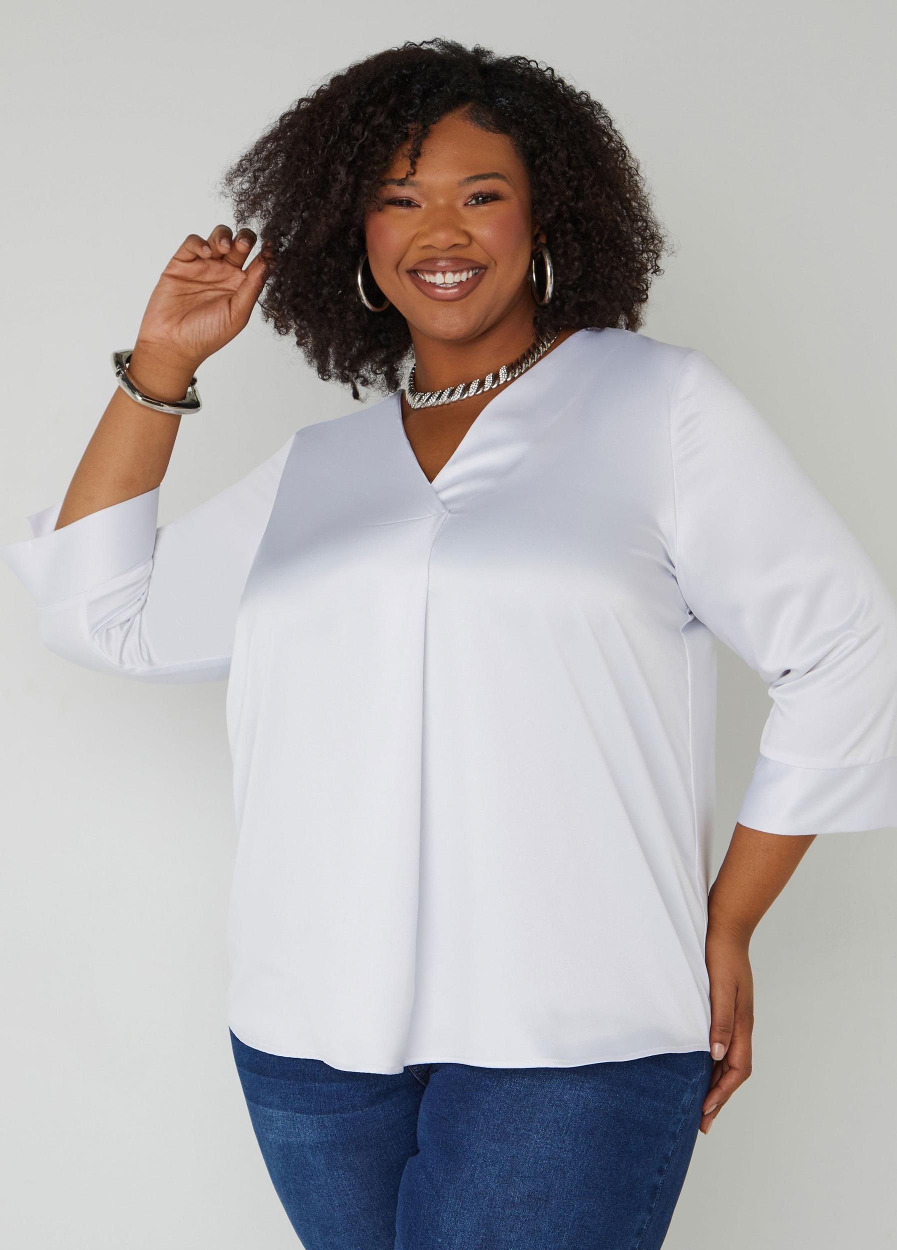 Satin V Neck Blouse Product Image