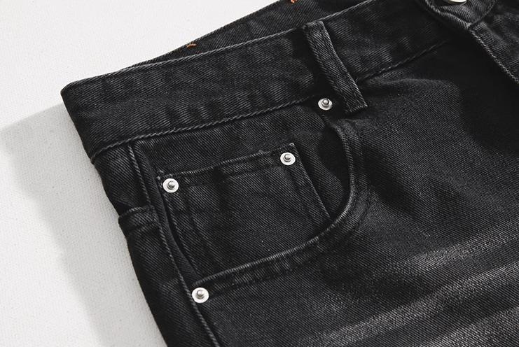RT No. 10348 WASHED BLACK WIDE STRAIGHT DENIM JEANS Product Image