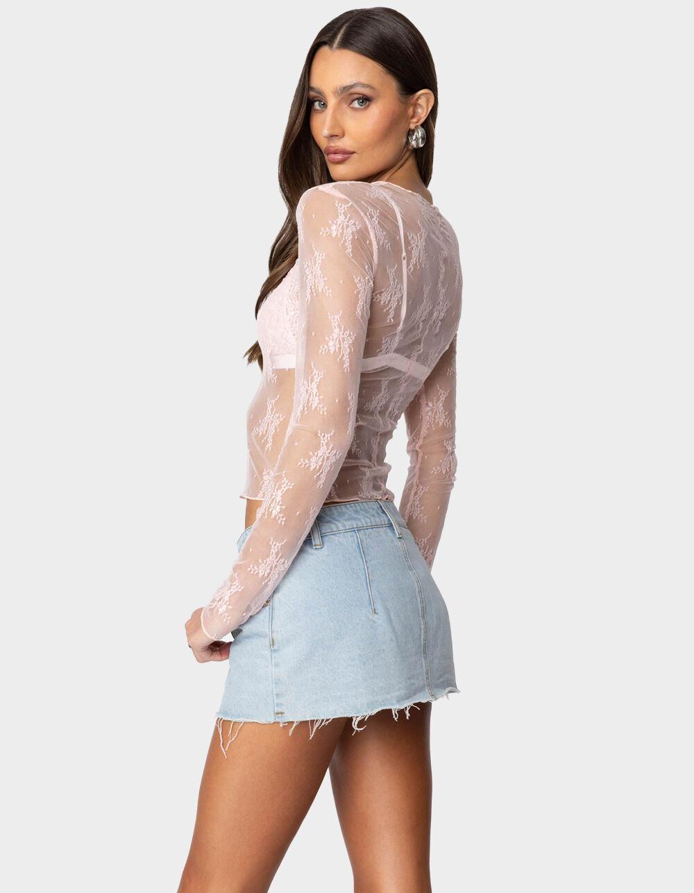 EDIKTED Lise Sheer Lace Top Product Image