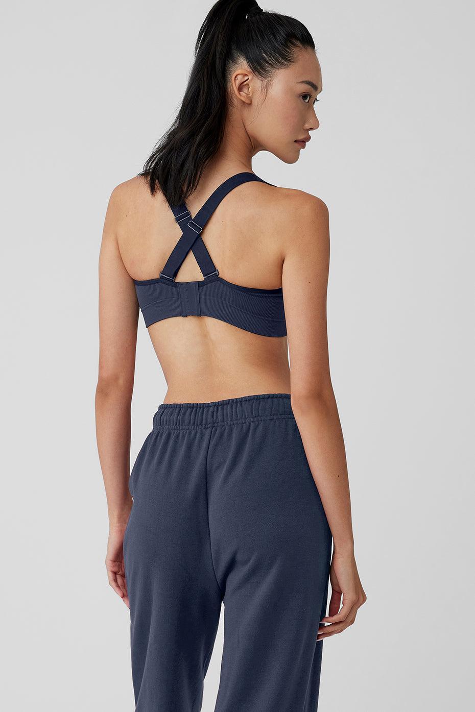 Alo Yoga | Seamless Ribbed Favorite Bra Blue Product Image