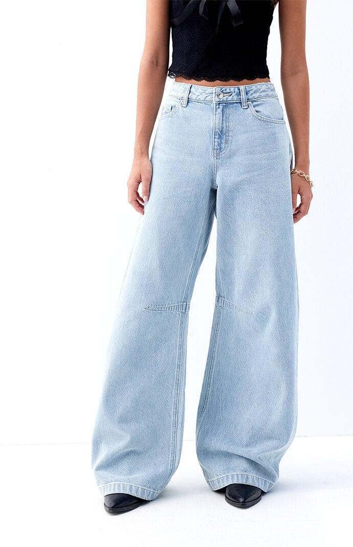 Womens Light Indigo Baggy Barrel Jeans Product Image