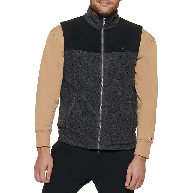 Big & Tall Tommy Hilfiger Fleece Vest with Stand Collar, Men's, Size: Large Tall, Black Product Image