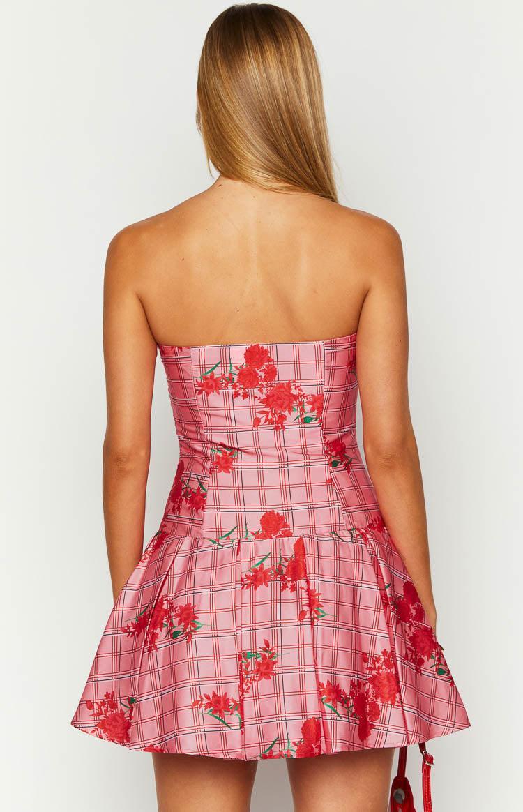Blu Pink Floral Strapless Mini Dress Product Image