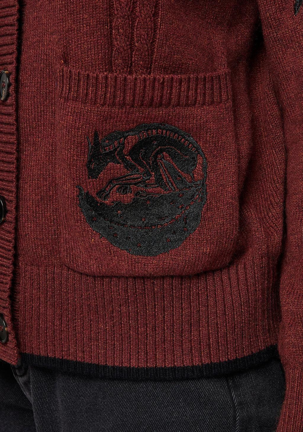 Foxfire Embroidered Cable Knit Cardigan Product Image