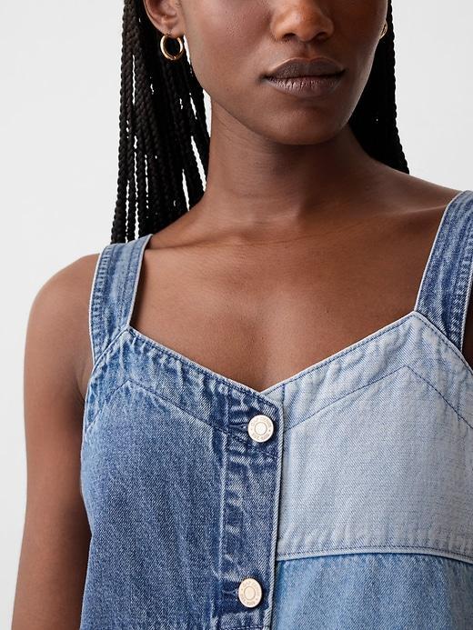 Patchwork Denim Mini Dress Product Image