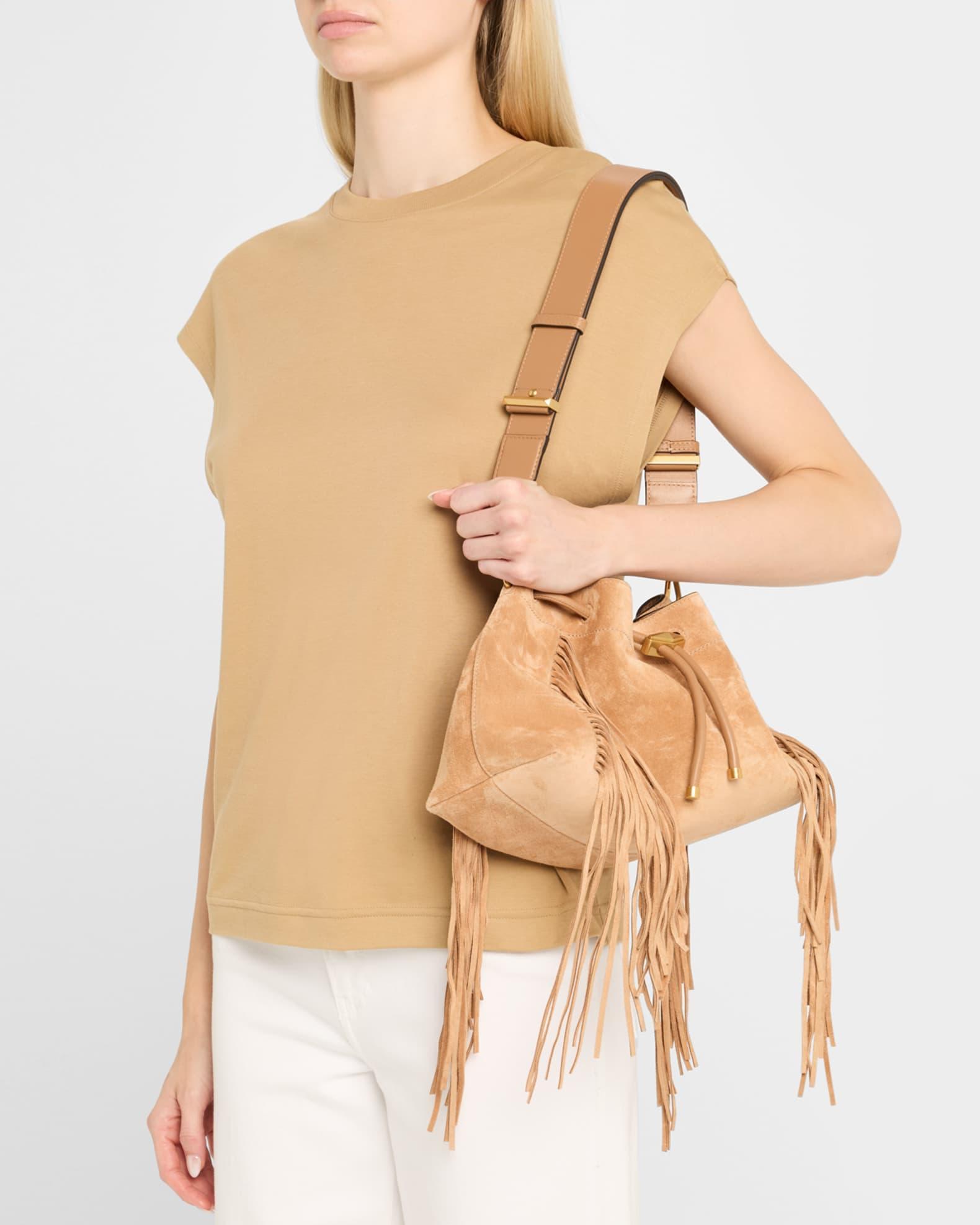 Bon Bon Cinch Fringed Suede Bucket Bag Product Image