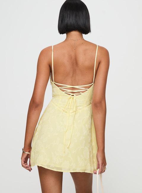 South Of France Mini Dress Yellow Product Image