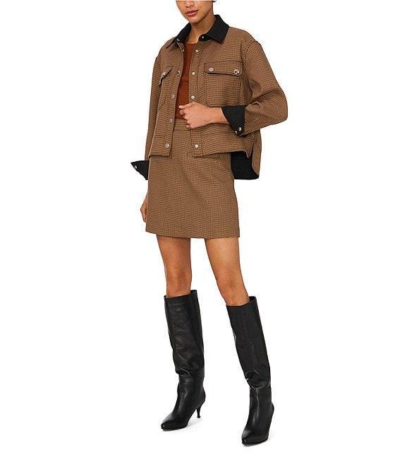 1. STATE Houndstooth Twill High Rise A-Line Mini Skirt Product Image