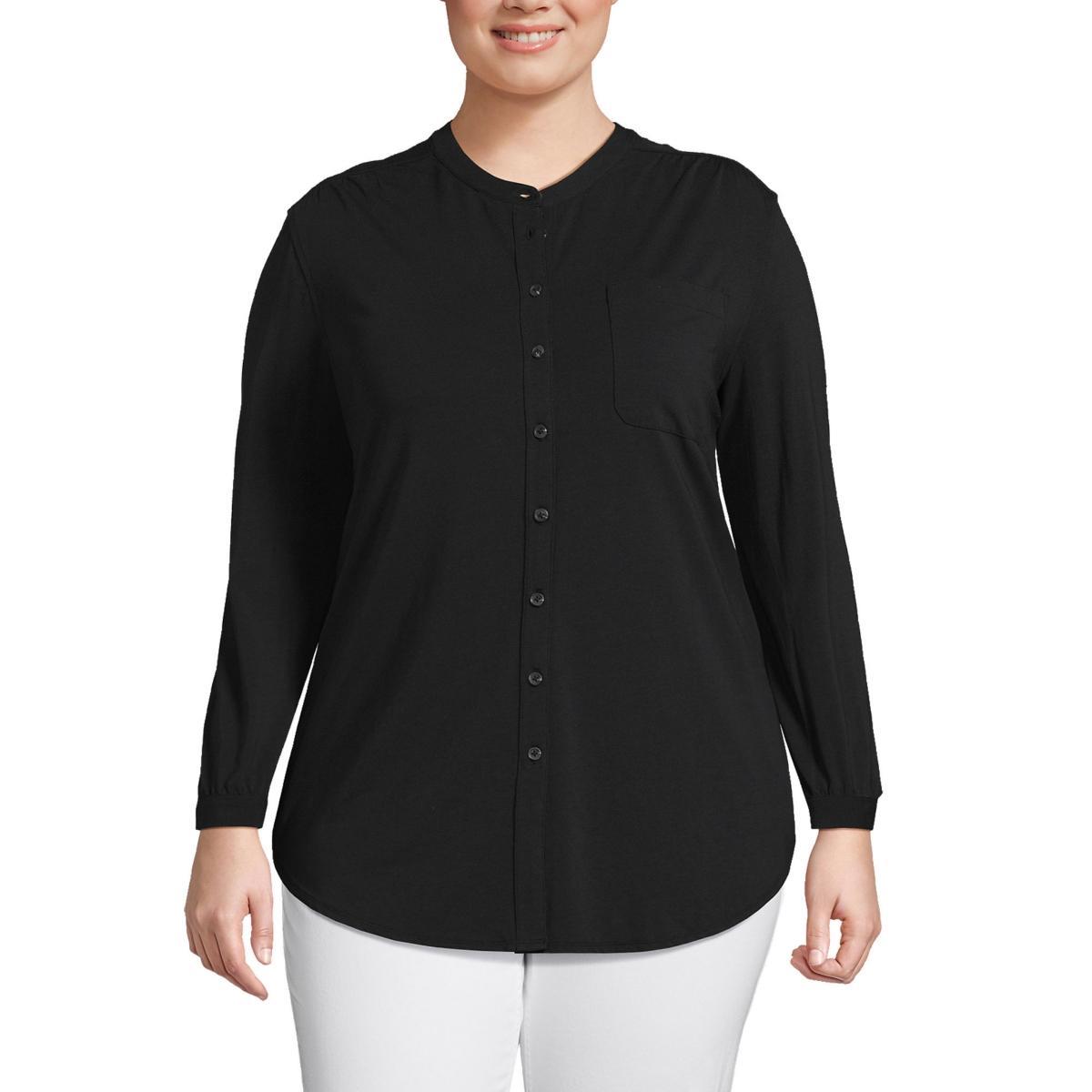 Plus Size Lands' End Long Sleeve Jersey A-line Tunic, Women's, Size: 2XL, Black Product Image