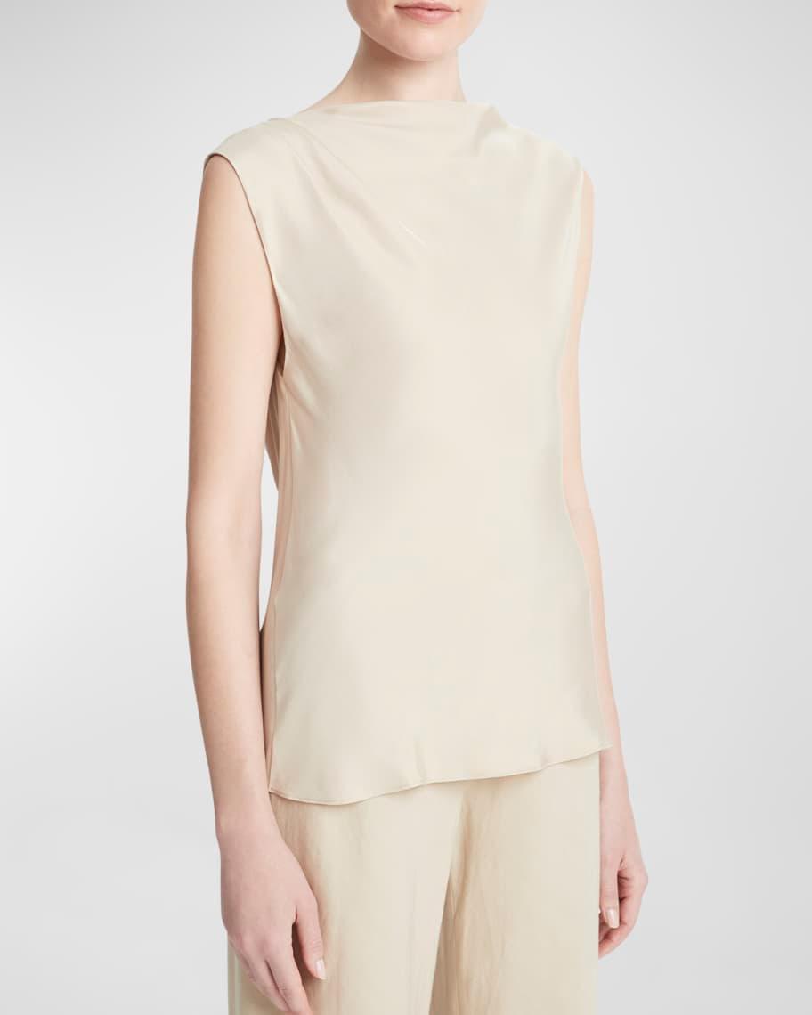 Asymmetric Drape Cap-Sleeve Blouse Product Image