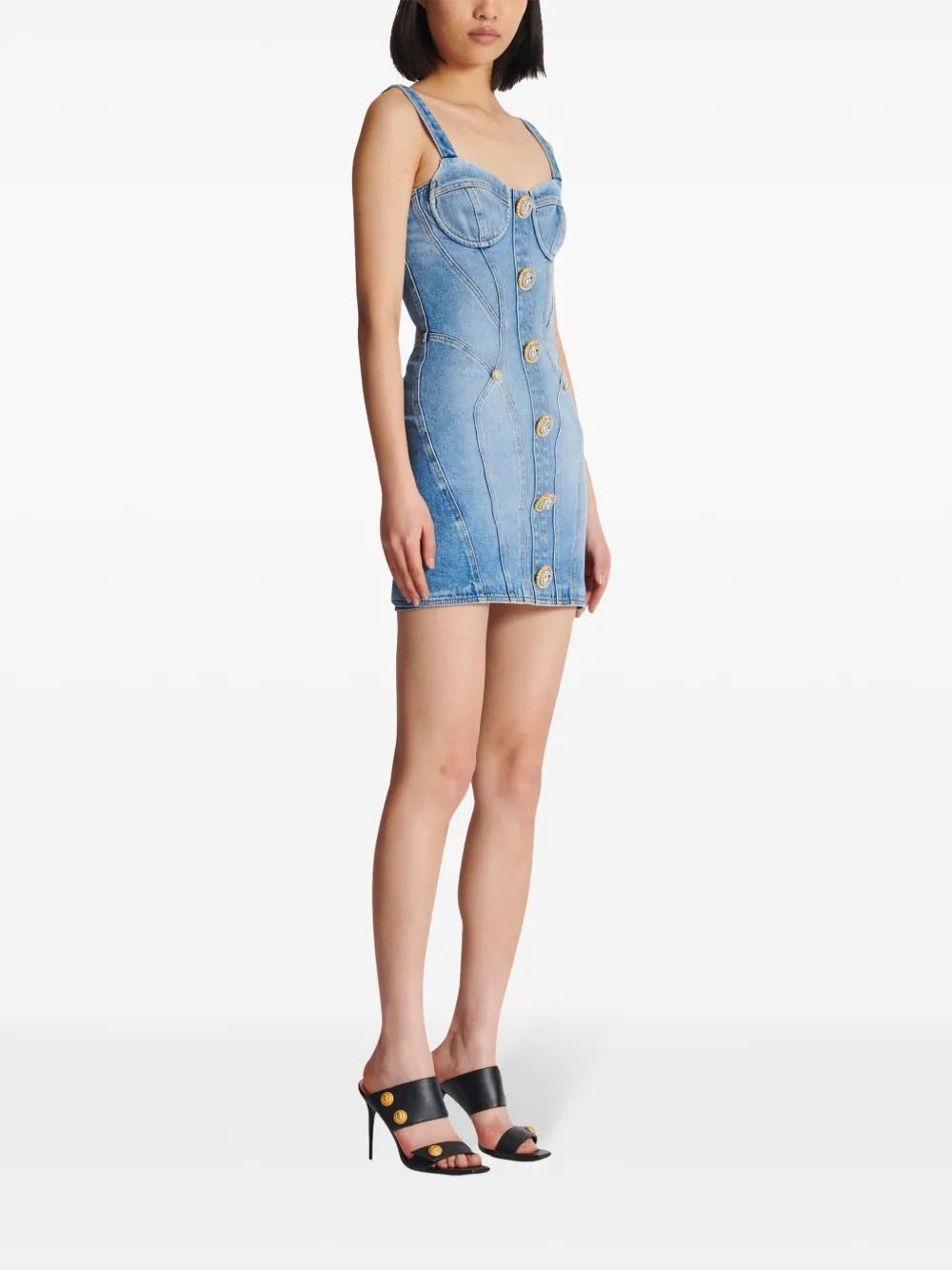 button-embellished denim minidress Product Image