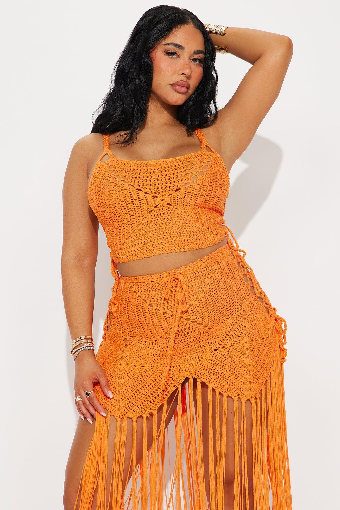 Tyla Crochet Maxi Skirt Set - Orange Product Image