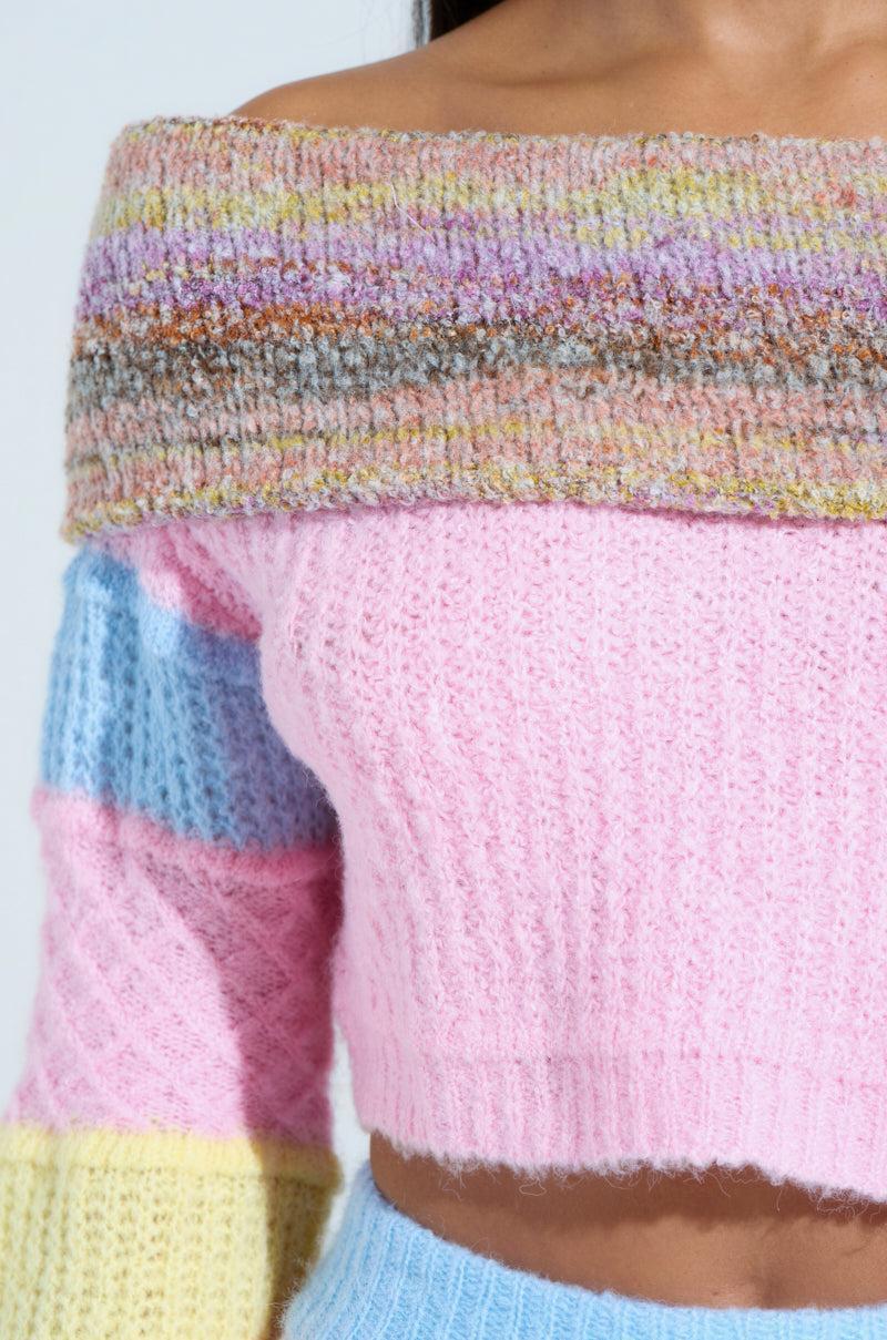 PRETTY LIKE ME OFF THE SHOULDER SWEATER Product Image