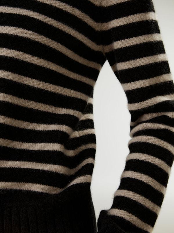 Striped Round Collar Cashmere Sweater Product Image