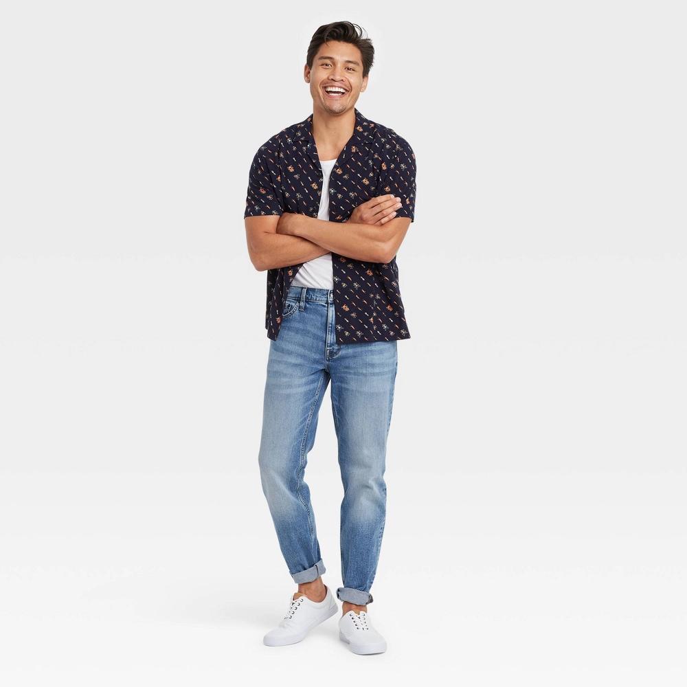 Men's Slim Straight Fit Jeans - Goodfellow & Co™ Indigo Blue 30x30: Heavyweight Denim, Mid Rise, Stretch Fabric Product Image