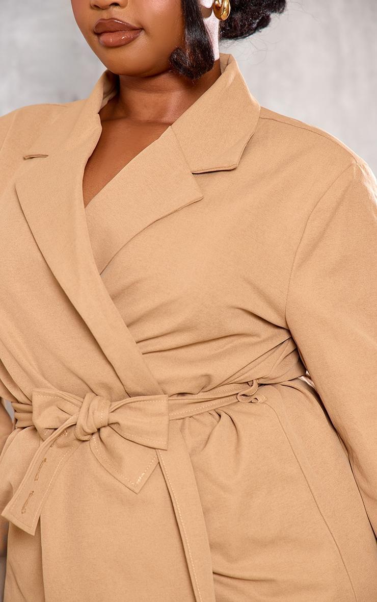 Plus Sand Belted Waist Blazer Product Image