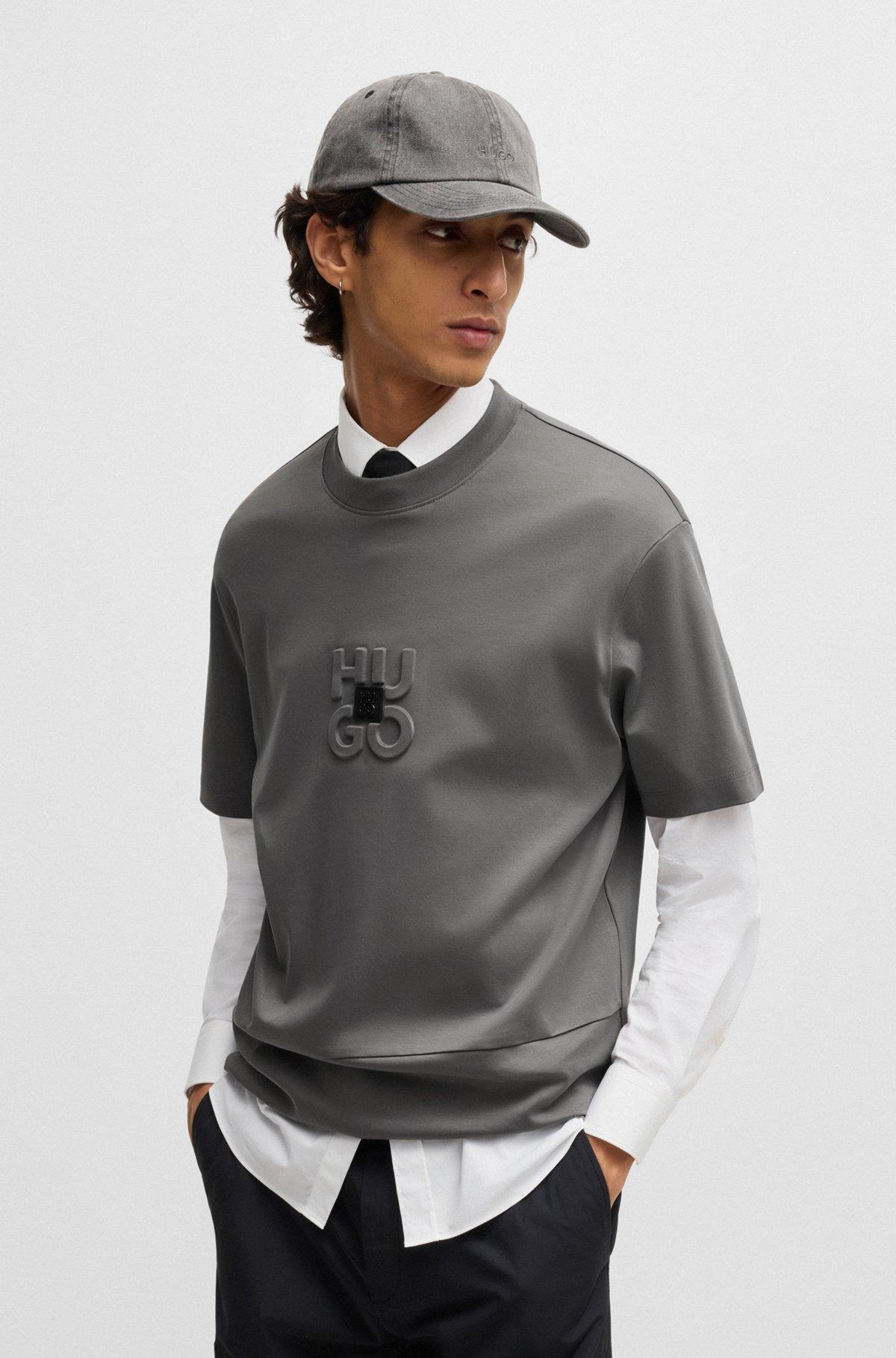 Interlock-cotton T-shirt with stacked logos Product Image