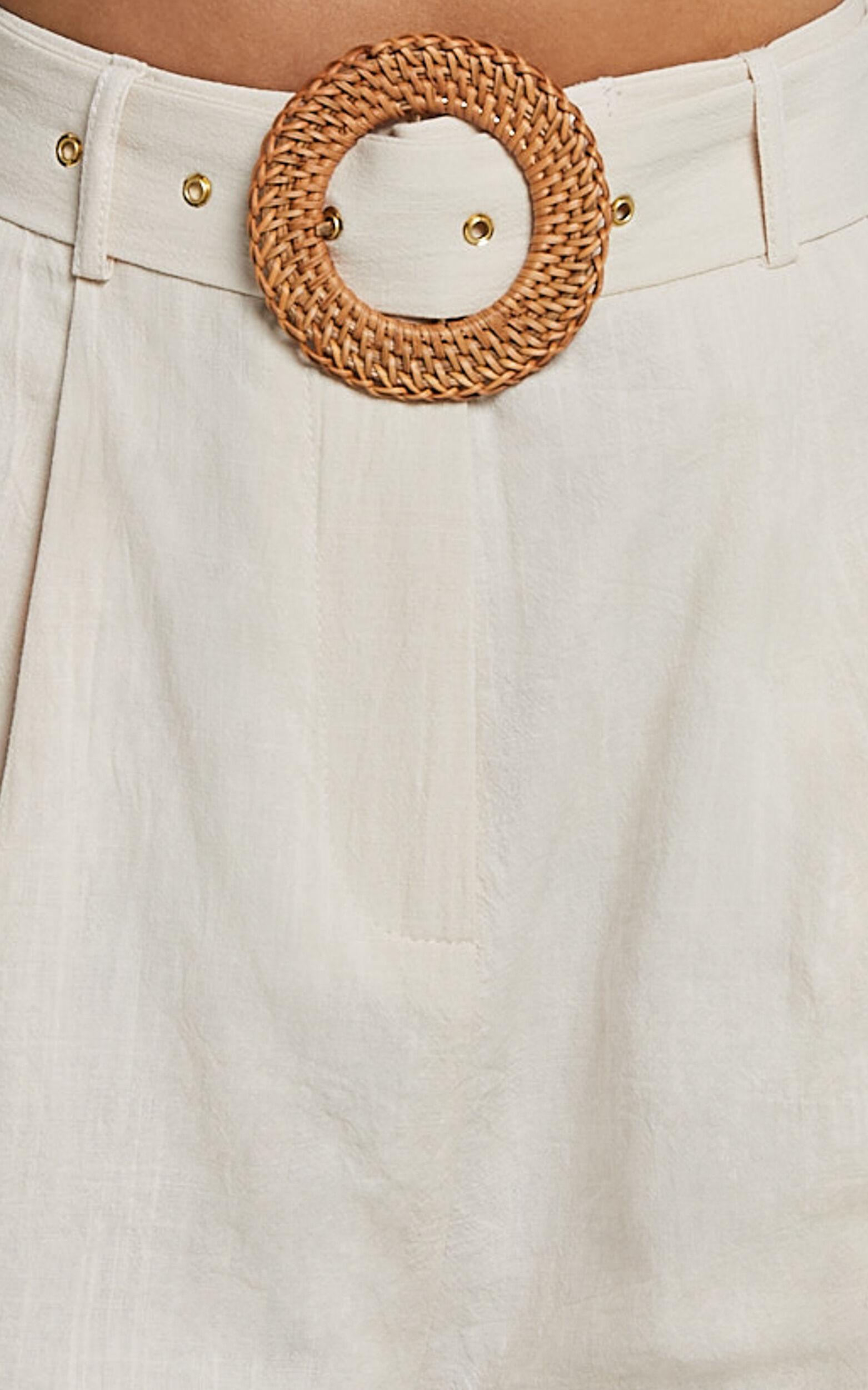 Thaisa Shorts - High Waist Belted Shorts in Biscuit Product Image